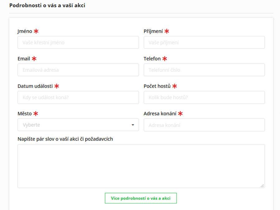 Online poptávky cateringu.